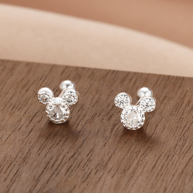 Wholesale S999 Sterling Silver Screw Pattern Simple Temperament Small Ear Bone Stud Earrings
